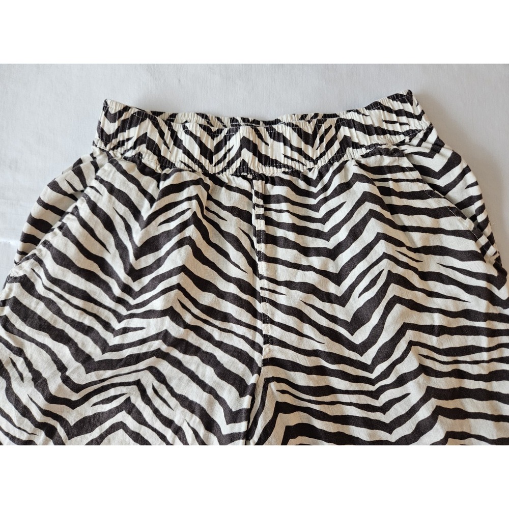 Tahari Brown Striped Zebra Tiger Print Cropped Linen Pants S - Picture 5 of 16